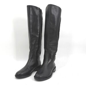 Gianni Bini 5.5M Tall Riding Boots Black Leather Embroidered Floral Side Zipper